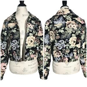 Forever 21 | Women | Floral Tapestry Artistic Lined Cropped Jacket | Medium